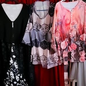 Black and white dress and two blouses all in the size of two x
